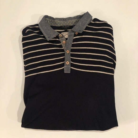 Ted Baker Mens Lightweight Navy/Cream Sweater Sz Large (4) - Picture 2 of 7